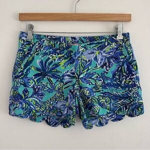 Lilly Pulitzer Blue and Green Scalloped Shorts